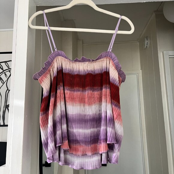 Madewell Texture & Thread Micropleat Tank Top in Ombré Rainbow, Size XL - Picture 9 of 9